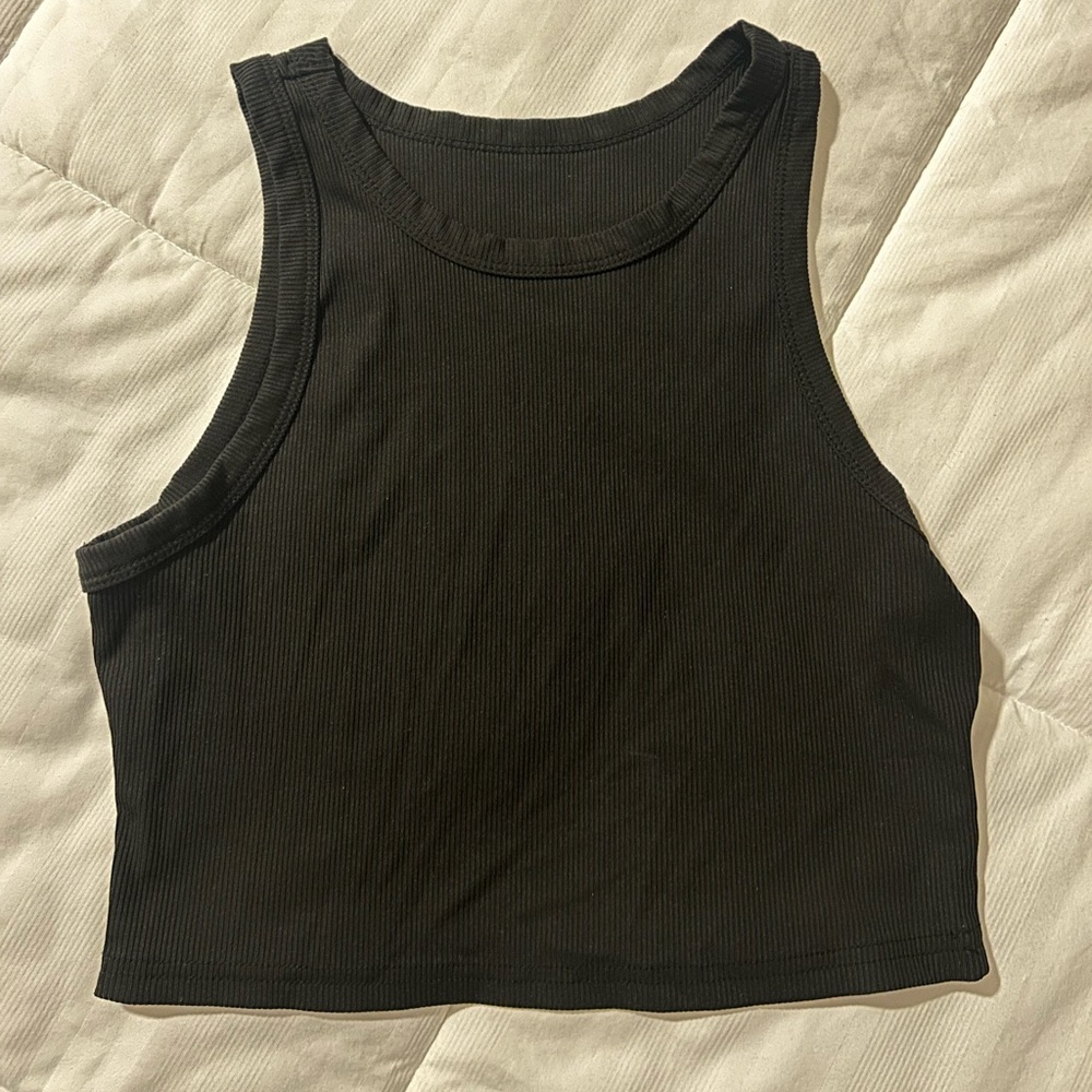 Black Sleeveless Ribbed crop tank top